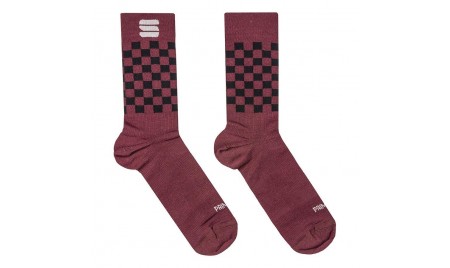 CHECKMATE WINTER SOCKS BLACK RED WINE BLACK