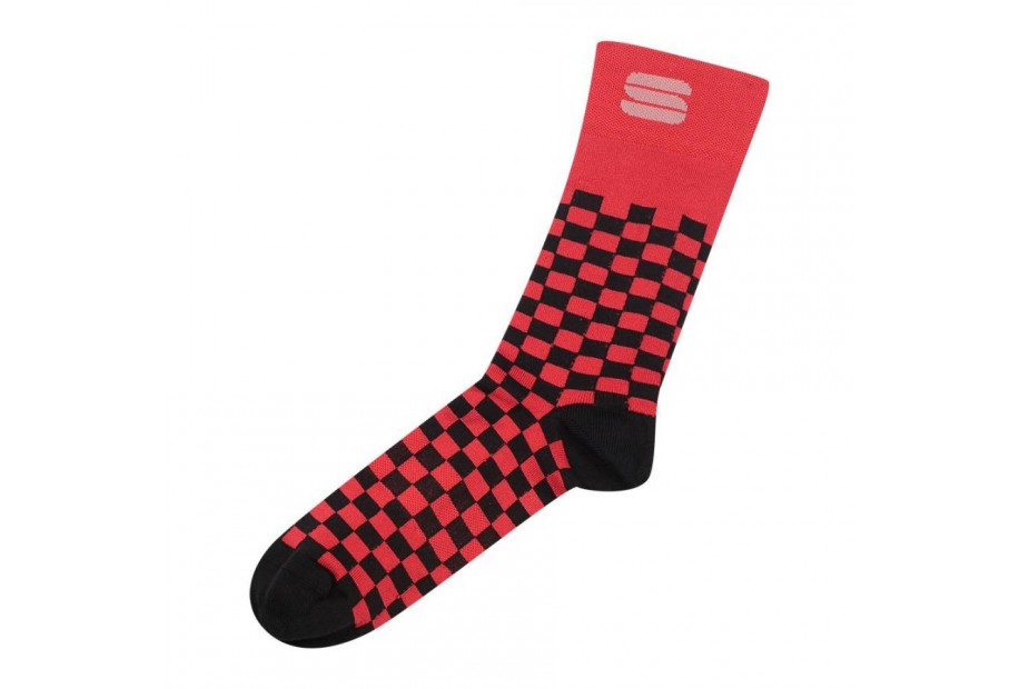 CHECKMATE SOCKS RED RUMBA BLACK