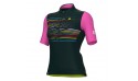 LOGO MAGLIA MANICA CORTA DONNA PR-S verde scuro rosa fluo