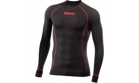 Maglia invernale girocollo maniche lunghe in tessuto BlazeFit (RAME) Black/Red