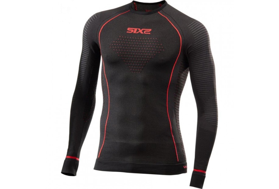 Maglia invernale girocollo maniche lunghe in tessuto BlazeFit (RAME) Black/Red